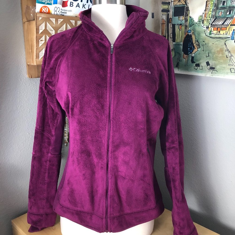 COLUMBIA Velvet Velour Zip Jacket Womens M Purple Elevated Activewear Gorpcore